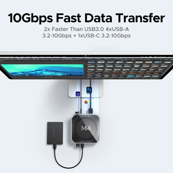 UGREEN Mac Mini Docking Station USB HUB Type-C to DP 4K240Hz M.2 NVMe SSD Slot 10Gbps SD&TF 3.5MM for Mac Mini M4/M5Pro/M6Stand