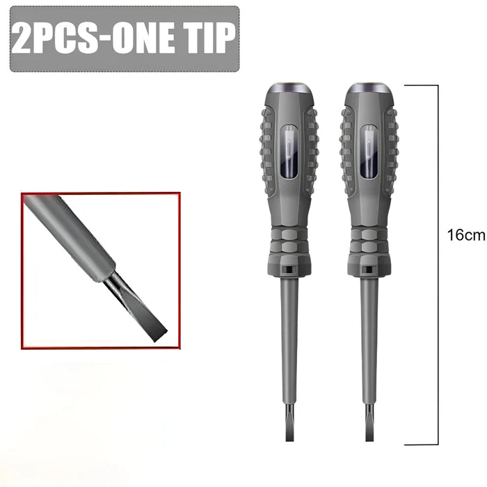 1/2 Pcs Slotted/Phillips Screwdriver Neon Bulb Indicator Detector Non-Contact Insulated Electrician Pocket Tester Pen Tools 2 PCS One Tip