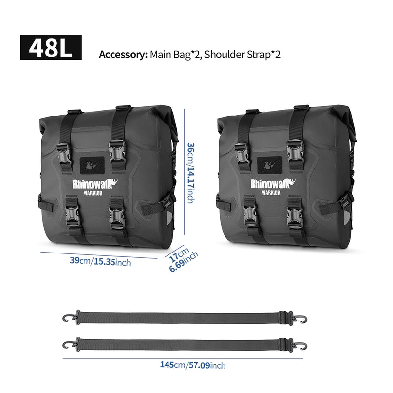 Rhinowalk Motorcycle Quick Release Side Bag 24L Waterproof 1 Or 2 PIece Motor Saddle Storage Bag With Support Board  Air Valve