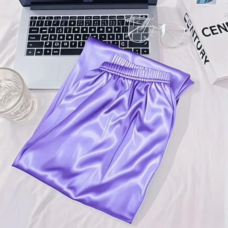 Summer New Pajama Pant Women's Ice Silk Cool Home Wear Capri Pants Plus Size Sleepwear Bottoms Loungewear Nightwear