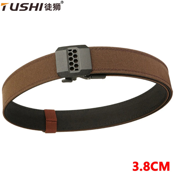 TUSHI New Tactical Pistol Airsoft Belt for Men Metal Automatic Buckle Military Belt 1100D Tight Nylon Casual Belt Male Girdle