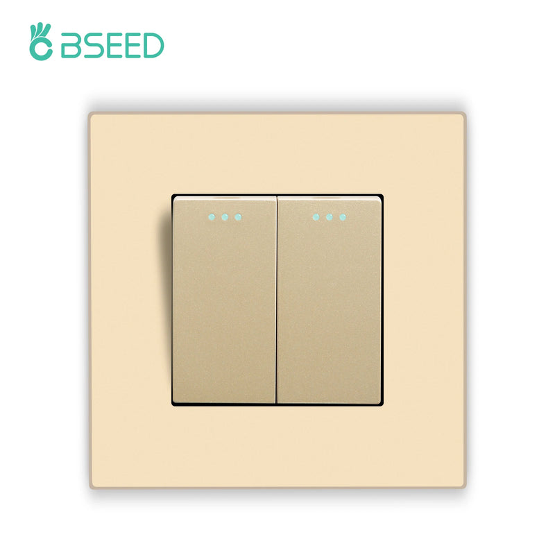 BSEED 1/2/3Gang 1Way Mechanical Light Switch Plus Electrical Outlets Plastic Frame Wall Switch On Off Power Socket