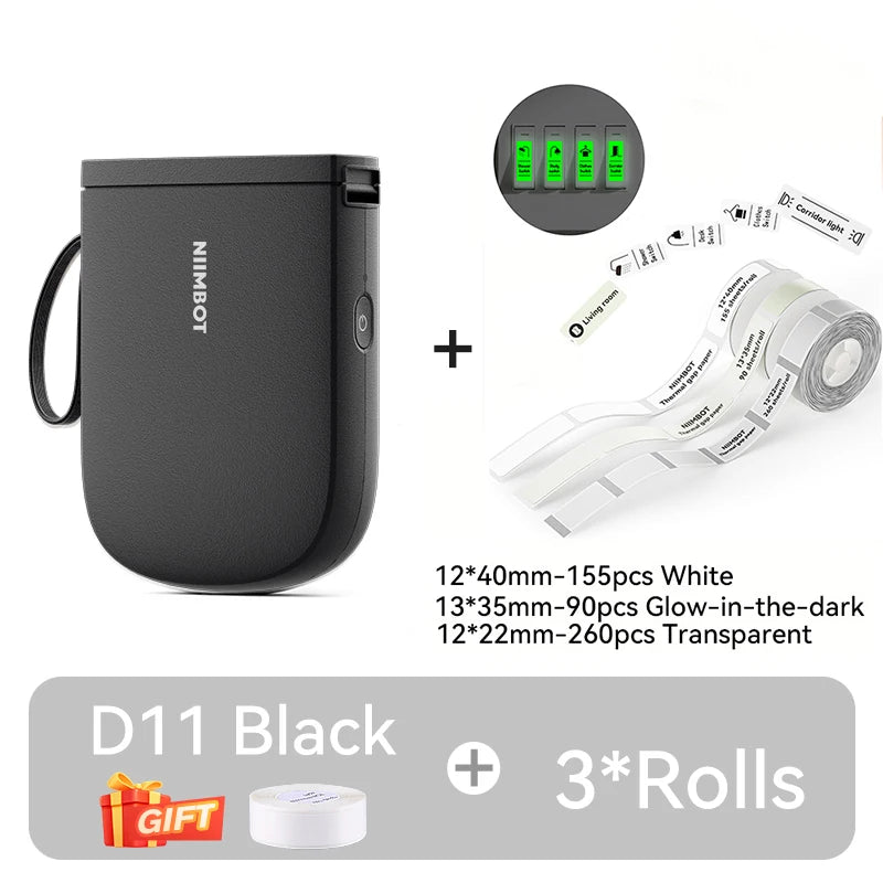 300dpi Niimbot D11 Mini Portable Thermal Printer New Version Adhesive Label Maker Max 50mm/s Printing Speed Sticker Printers