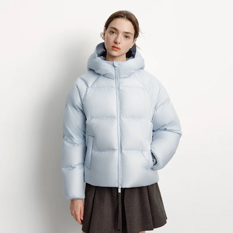 Semir White Duck Down Jacket Warm Slim Women 2025 Winter Lightweight Casual Fashion Coat Loose Fit Short Style