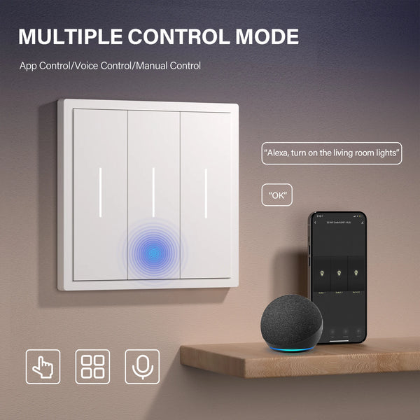 កុងតាក់ប៊ូតុង WIFI BSEED 1/2/3/4Gang 2Way Smart Click Switch រន្ធ EU ឆ្លាតវៃ ស៊ុមប្លាស្ទិក Tuya Smart Life Alexa ការគ្រប់គ្រងដោយសំឡេង
