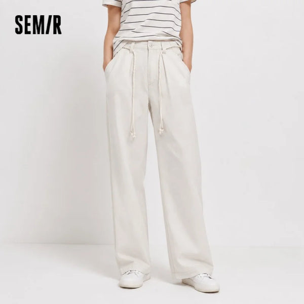 ខោខូវប៊យ Semir សម្រាប់នារី ខោខូវប៊យជើងធំ ទន់ ត្រជាក់ មានខ្សែក្រវ៉ាត់ រលុង រដូវក្ដៅ ឆ្នាំ២០២៦ ធម្មតា ប្រចាំថ្ងៃ