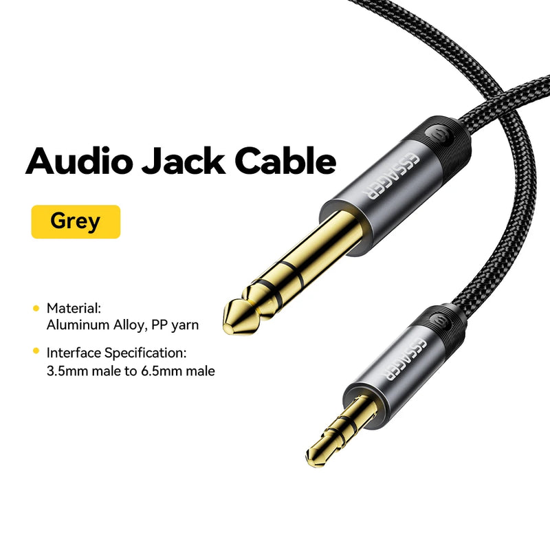 Essager 3.5mm To 6.5mm Audio Jack Cable For Computer Laptop Headsets Sound Card Cellphone DVD Amplifier Male To Male Audio Cable
