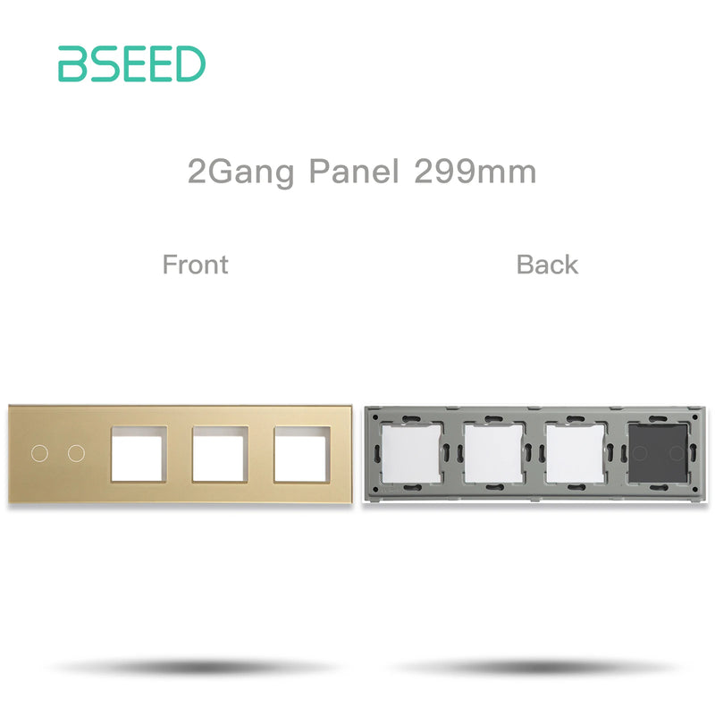 BSEED M1 Series EU Standard Wall Glass Panel Quadruple 1/2/3Gang Plus Frame Touch Switch Crystal Panel With Metal Frame DIY Part
