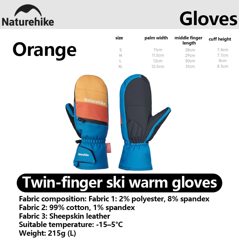 Naturehike 2025 New Thickened Mittens for Skiing Warm Durable Gloves with Windproof Touchscreen-Compatible Multi-Zone Design