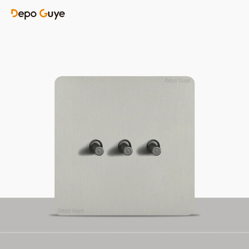 86 Type Retro Wall Momentary Reset Switch Brass Lever 1-4 Gang Bronzed Antique Switches Stainless Steel Panel For Home