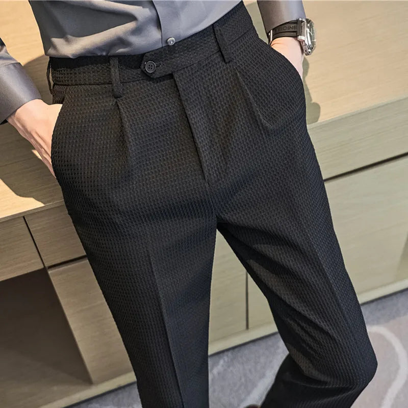 2026 Men's Winter Woolen Office Suit Pants, Slim British Style Wool Business Formal Dress Trousers, Asian Size 29-36, 2025 New