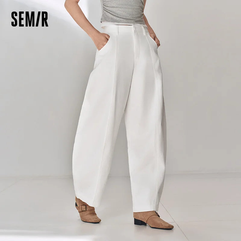Semir Women Pants Panel Center Seam Curved Barrel Leg Loose Retro Casual Style Autumn Trousers Street Wear 2026