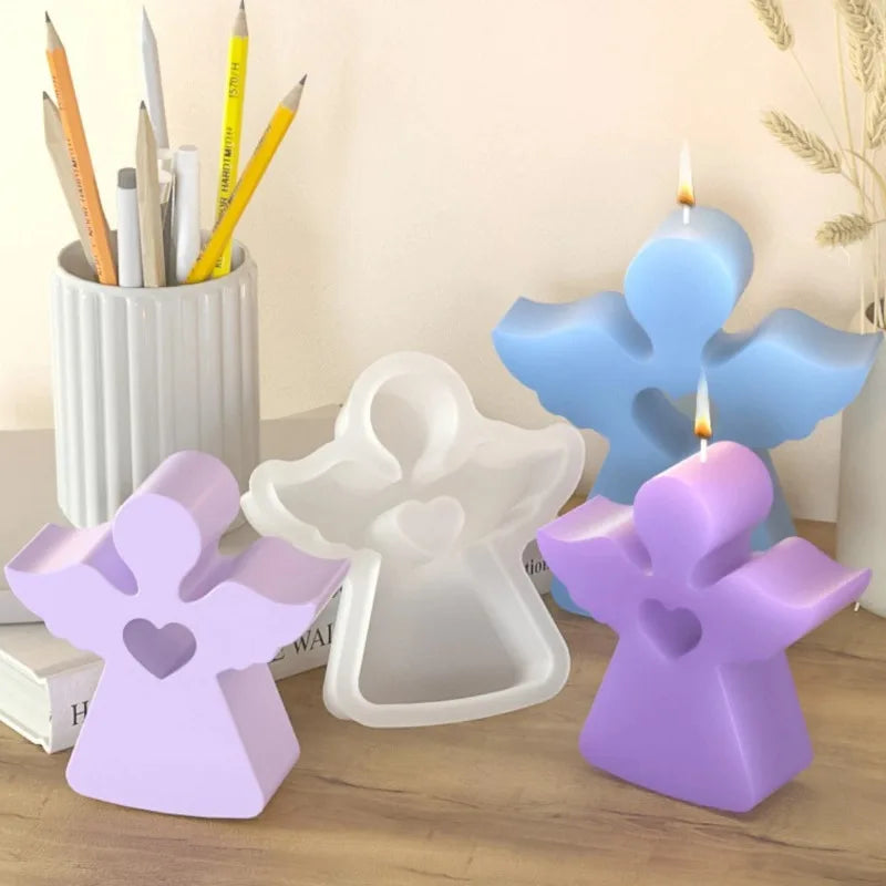 1pc Multi Size Wings Angel Silicone Candle Mould Hollow Out Heart Cherub Soap Crystal Mold Chocolate Making,silicone mold.