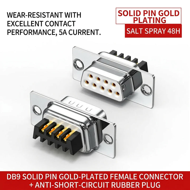 DIVEDEER DB9 Male & Female Connectors 9-Pin RS232/485 Serial Port Adapter COM Port Plug for PLC