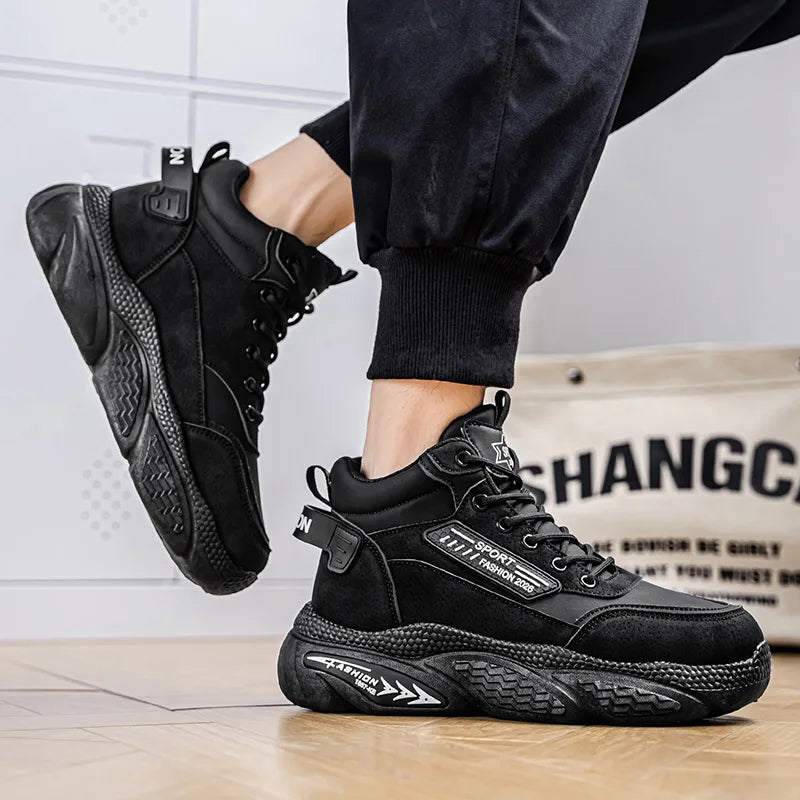 Men's high-top casual sports shoes four seasons new soft-sole non-slip outdoor running shoes fashion students versatile sneakers