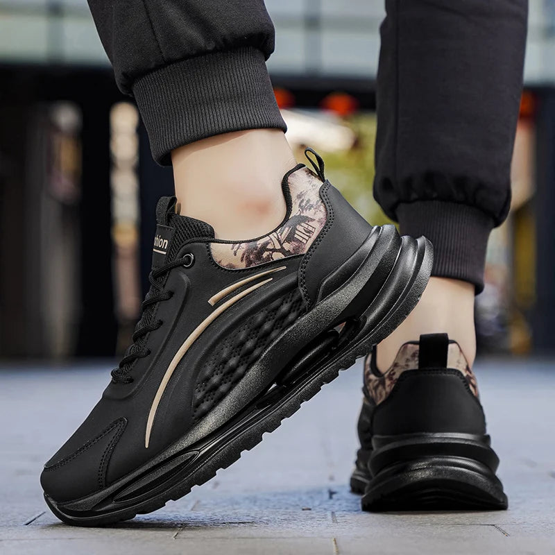 Men's casual lightweight sneakers Four seasons new breathable soft-sole outdoor racing running shoes student speed sports shoes