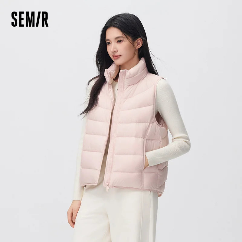 អាវកាក់ Semir សម្រាប់នារី ការពារទឹក ទម្ងន់ស្រាល ៩០ ភាគរយ ធ្វើពីរោមចៀម ក្រណាត់ទន់ ងាយស្រួលពាក់ប្រចាំថ្ងៃ រដូវរងាថ្មីឆ្នាំ ២០២៦