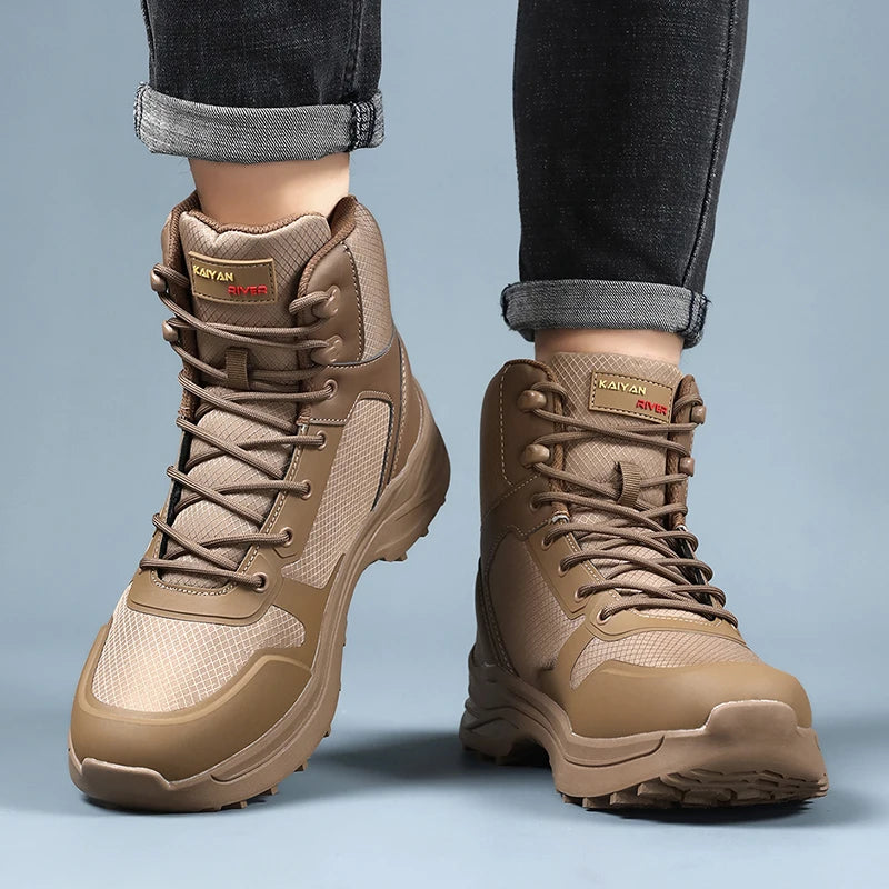 Men's outdoor field training boots four season high-top anti-slip jungle cross-country boots comfort casual hiking walking boots