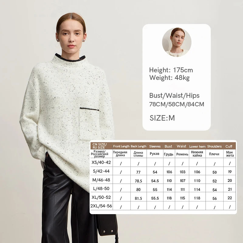 Amii Minimalist Sweater 2026 Winter New Semi-turtleneck Wool Loose Elastic Thick Long-sleeved Casual Sweater For Woman 12554033