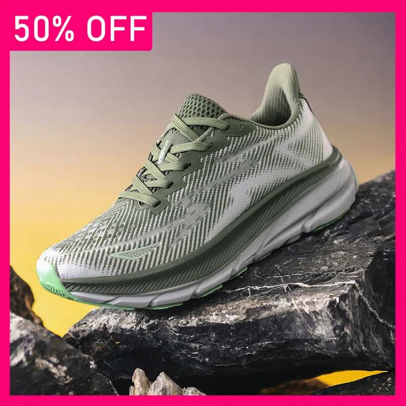 Unisex Sports Shoes Trendy Mesh Breathable Summer Running Shoes New Thick Soled Shock-absorbing Outdoor Fitness Tennis Shoes