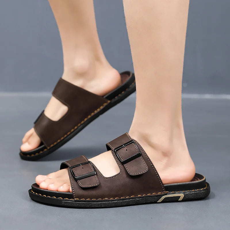 Men's High-Quality Casual Slippers Summer Breathable Outdoor Soft-Sole Beach Shoes Fashion Youth Joker Tide Sandals Garden Shoes