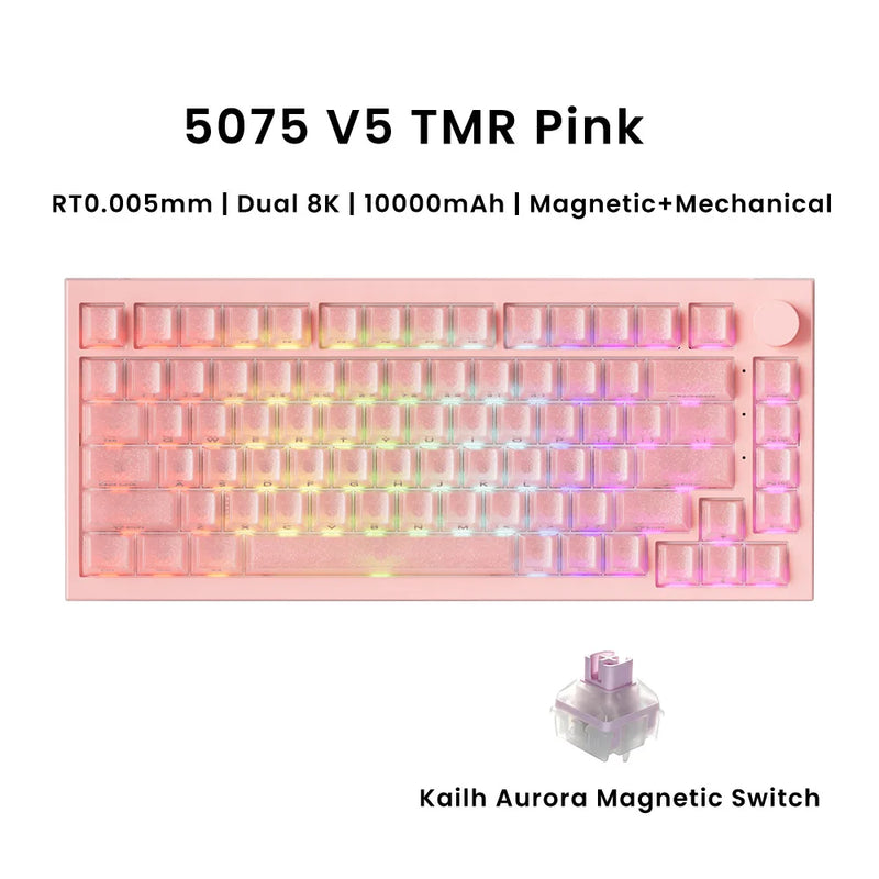 Akko Magnetic Keyboard 5075 V5 TMR 75% RT0.005mm Hot-swap Compatible with Magnetic/Mechanical Switches 8K ARGB Gaming Keyboard