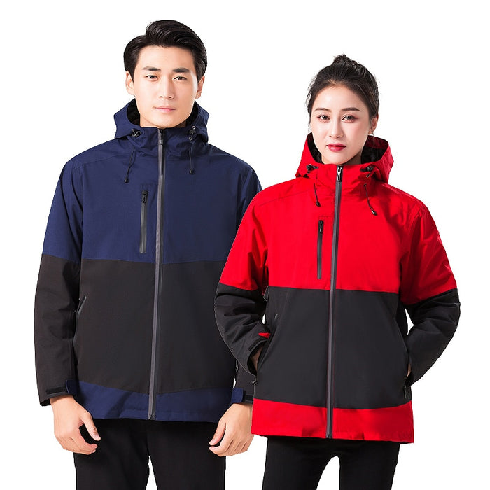 LNGXO Unisex Camping Jackets 3 In 1 Waterproof Thermal Windbreaker Detachable Fleece Jacket Men Women Hiking Skiing Rain Coat