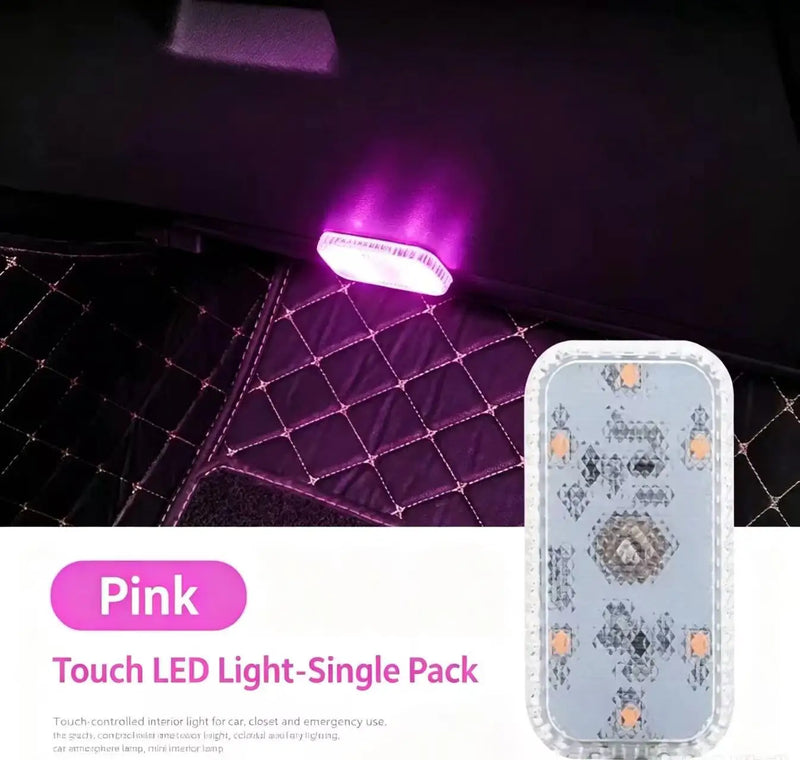 LED Touch Light Mini Wireless Car Interior Lighting Auto Roof Ceiling Reading Lamp for Door Foot Trunk Storage Box USB Charging