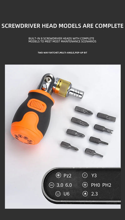8 in 1 Multi-purpose Combination Screwdriver with Steering Head Manual Disassembly Tool Set Professional Repair Hand Tools