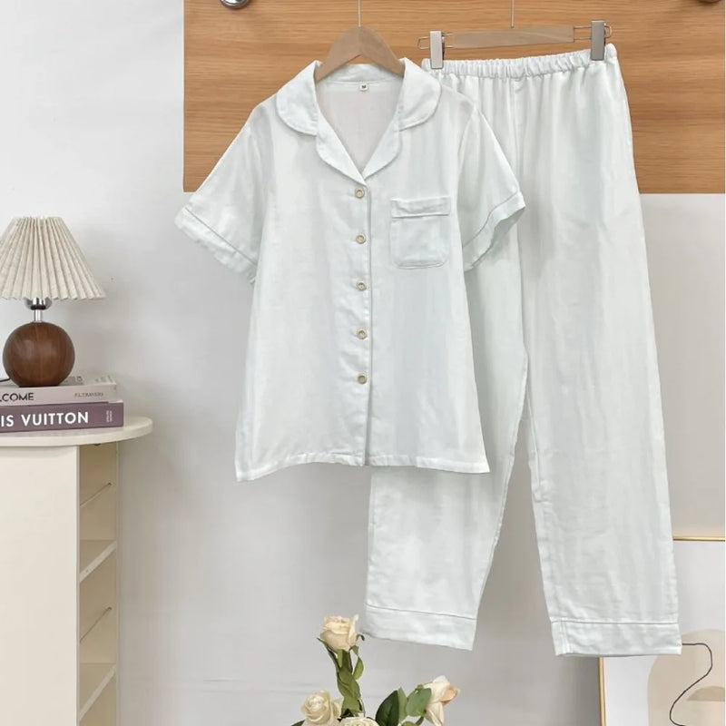 Thin Pajamas for Lady Two-Piece Women's Set Pure Cotton Short Sleeve Pijama Pajamas Woman Night Clothes Summer Clothes Sleepwear
