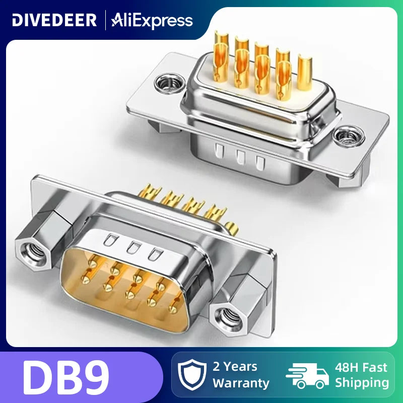 DIVEDEER DB9 Male & Female Connectors 9-Pin RS232/485 Serial Port Adapter COM Port Plug for PLC