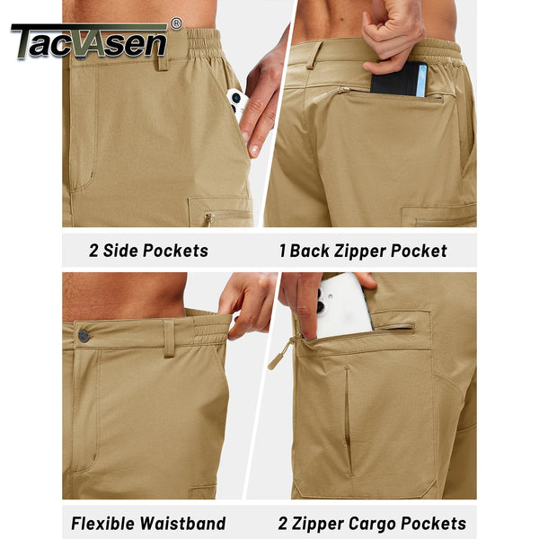 TACVASEN Men's Hiking Cargo Shorts 9" Quick Dry Lightweight Water Resistant Nylon Shorts Summer Casual Golf Work with 5 Pockets