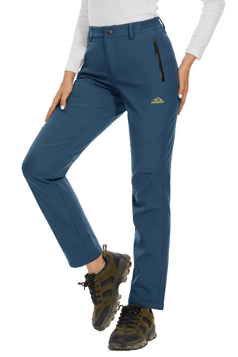 TACVASEN Women's Winter Ski Snow Softshell Fleece Lining Pants Hiking Trekking Mountain Trousers Cargo Warm Work Zipper Pockets