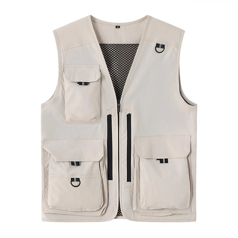 Men's and women's same style photography Reporter multi-pocket deep V-neck vest solid color  work clothes team logo uniform
