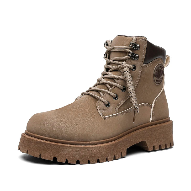 Men's thick-sole retro casual boots Four season new high-top British soft-sole light non-slip comfort fashion outdoor work boots