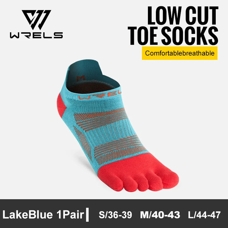 WRELS Five Finger Toe Running Socks Athletic Breathable Five Finger Socks High Performance Moisture Wicking Five Toe Socks