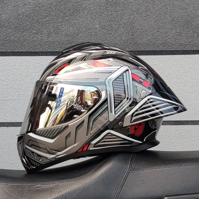 ORZ Personality Large Spoiler Full Face Motorbike Helmet ABS Material Safety DOT Certified Four Seasons Riding Protective Helmet