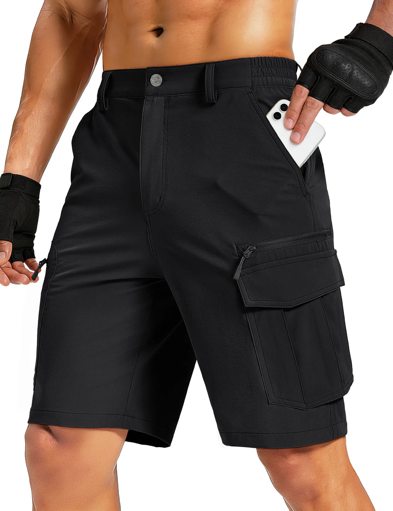 TACVASEN UPF 50+ Hiking Cargo Shorts with 7 Pockets Men 9" Quick Dry Lightweight Nylon Shorts Outdoor Work Shorts Fishing Casual