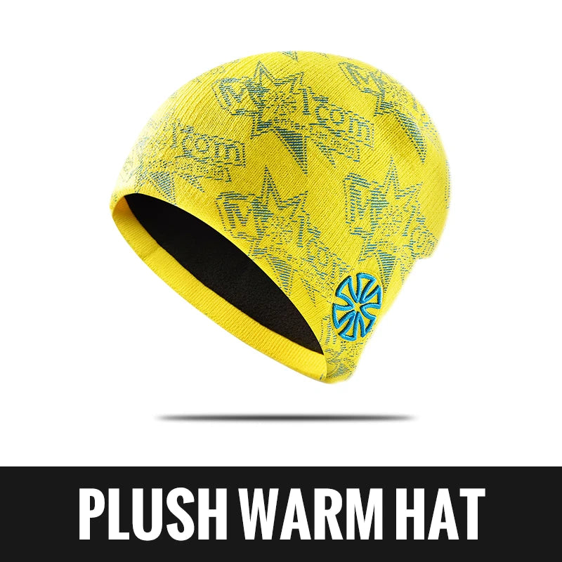WRELS Cycling Cap Thermal Fleece Lined Ski Hat Windproof Warm Running Motorcycle Outdoor Sports Anti-Cold Skull Beanie Hat