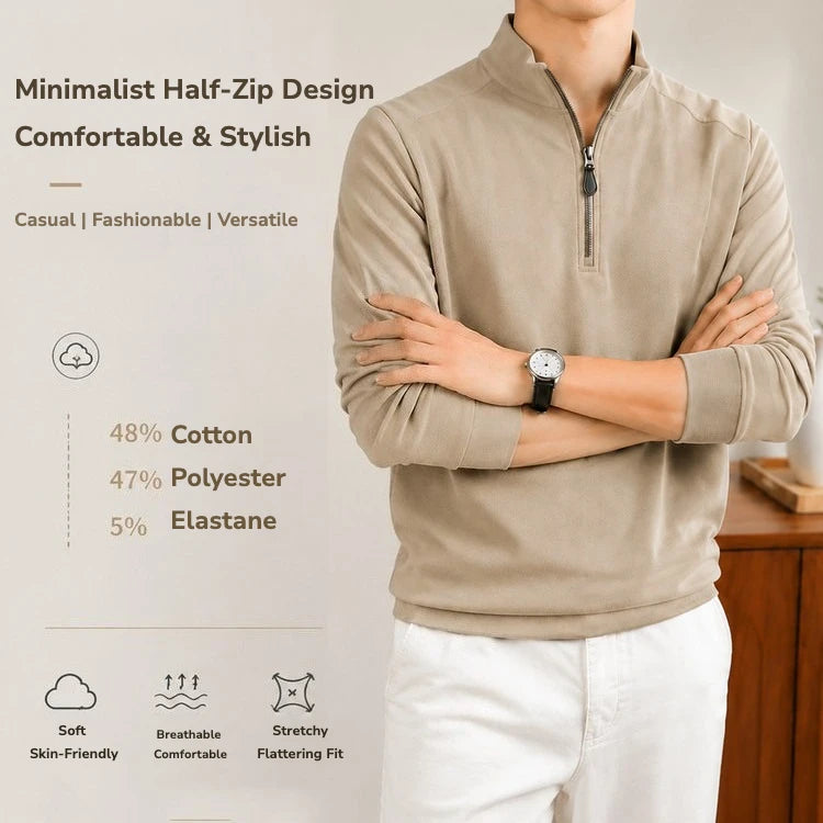 Cozy Home Days Men’s Casual Long Sleeve Stand Collar Sweatshirt | Soft, Stretchy Outdoor Adventures Urban Commute
