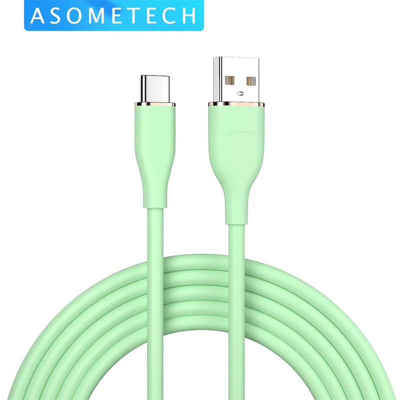 ខ្សែសាក USB C 6A 66W សាកលឿន ខ្សែ USB ទិន្នន័យ ខ្សែស៊ីលីកូនរាវ ប្រភេទ C សម្រាប់ Samsung S21 S20 Huawei Xiaomi iPad OPPO VIVO
