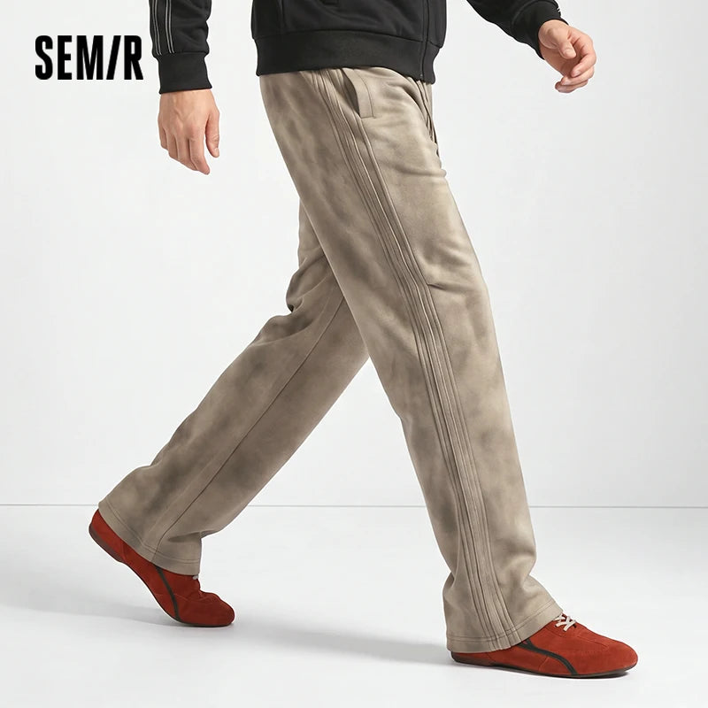 Semir Men Pants Washed Loose Straight Drapey Knit Street Casual Style Trendy Autumn Trousers Urban Daily Wear 2026