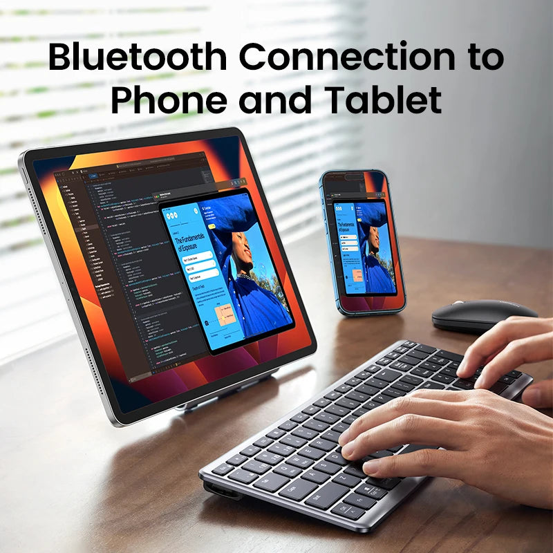 【KR SALE】UGREEN Keyboard Wireless Bluetooth 5.0 2.4G Korean/EN 99 Keycaps For MacBook iPad PC Tablet USB C Rechargeable Key