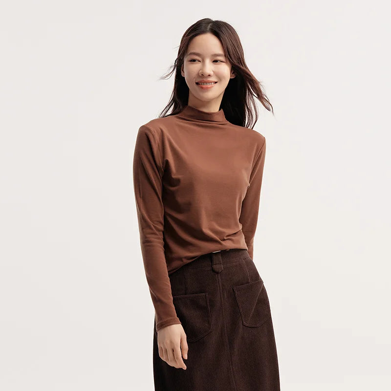 Semir Women Tshirt Thermal Antibacterial Half Turtleneck Solid Slim Fit Long Sleeve 2026 Everyday Layering Base Top