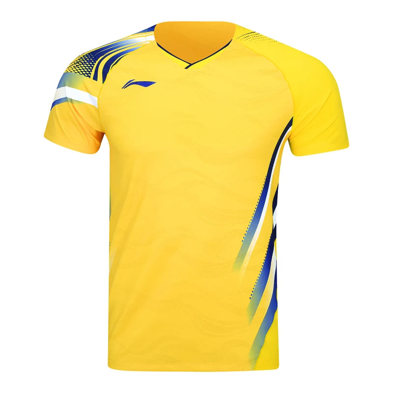 អាវយឺតវាយសី Li-Ning Unisex ការពារបាក់តេរី និងស្ងួតលឿន 93% Polyester 7% Elastane អាវយឺតប្រកួតប្រជែង LiNing AAYV165