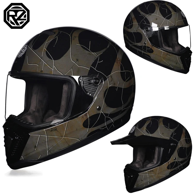 2024 new ORZ retro motorcycle helmet, American cruise full helmet, motorcycle with free brim