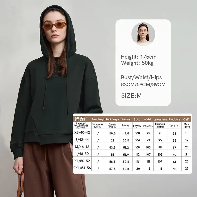 AMII Minimalist Women Hoodie Cotton 2026 Autumn Streetwear Sweatshirts Letter Embroidery Loose Hoodies Casual Pullover 12543134