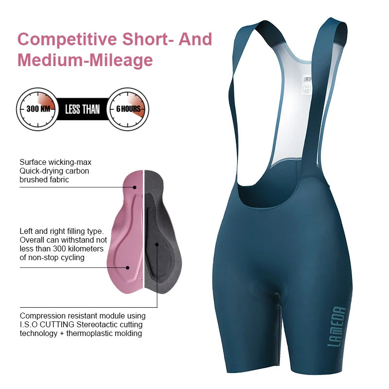 Women High-Waisted Cycling Shorts Road Bike Bib Pants with Shoulder Straps Mountain Racing MTB Shorts Non-slip Biking Clothing