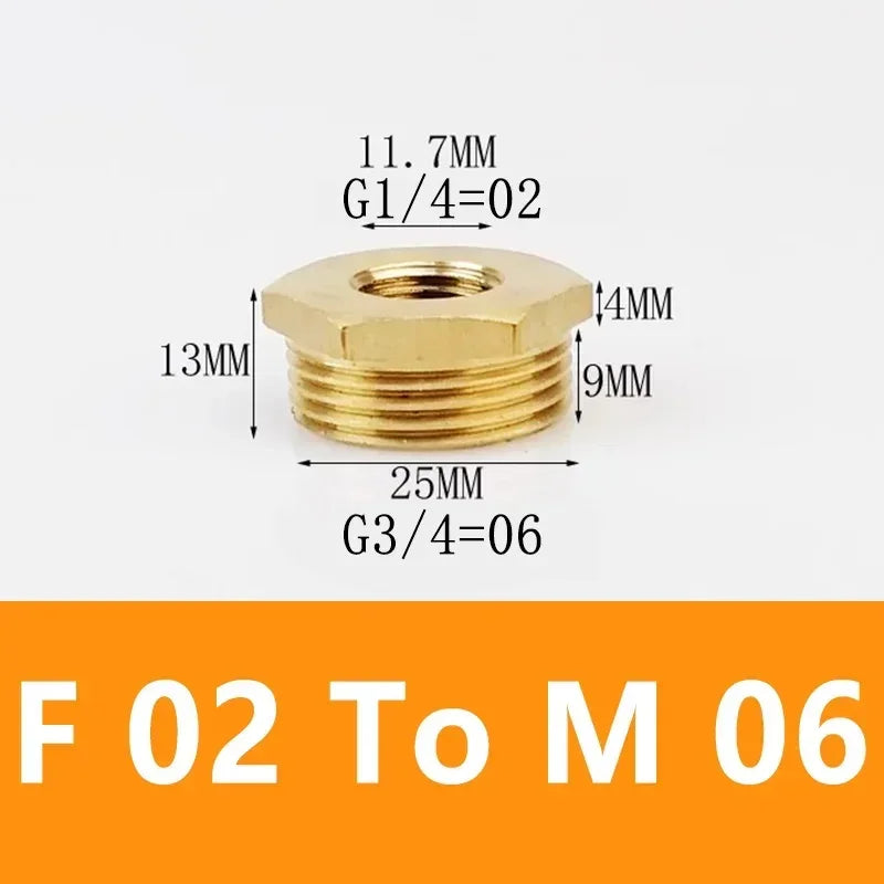 Brass Hex Bushing Reducer Pipe Fitting F To M Threaded 1/8 1/4 3/8 1/2 3/4 Reducing Copper Water Gas Adapter Coupler Connector