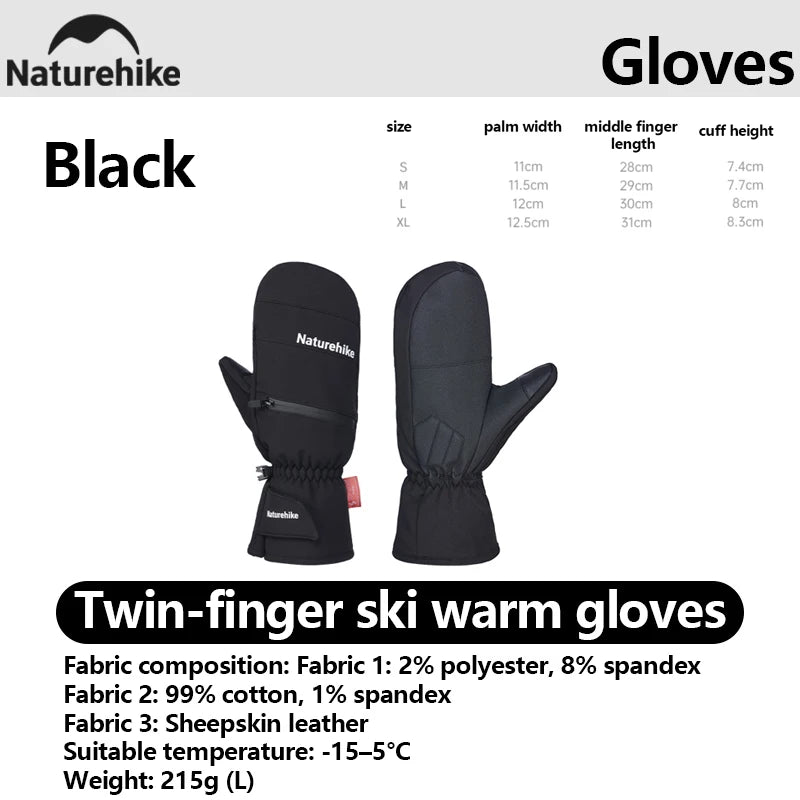 Naturehike 2025 New Thickened Mittens for Skiing Warm Durable Gloves with Windproof Touchscreen-Compatible Multi-Zone Design